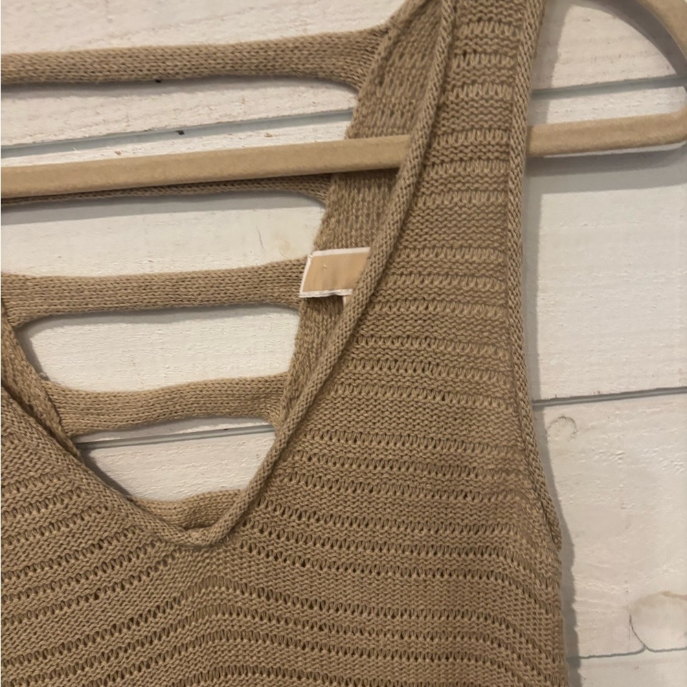 Michael Kors Tan Ribbed Cut Out Sleeveless cover up - Picture 4 of 10